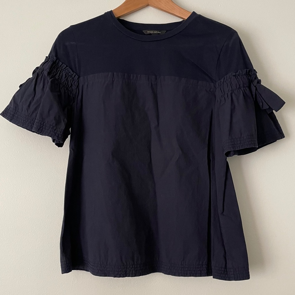 BOGO Banana Republic Poplin Ruffle Sleeve Top
